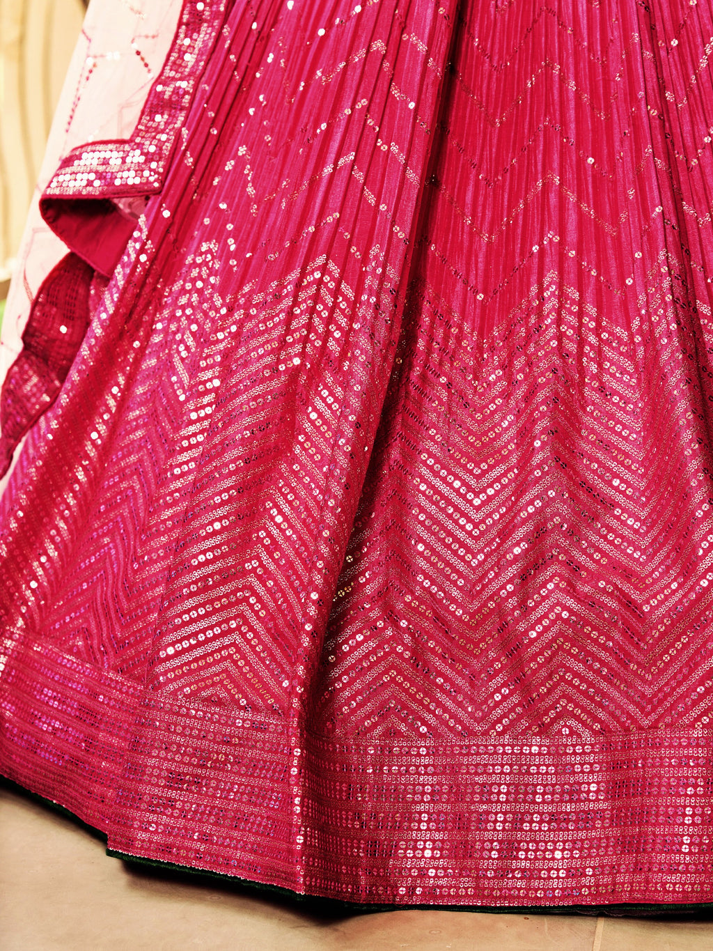 ROSE PINK SILK RECEPTION LEHENGA CHOLI