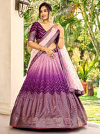 GRAPE VIOLET SILK RECEPTION LEHENGA CHOLI