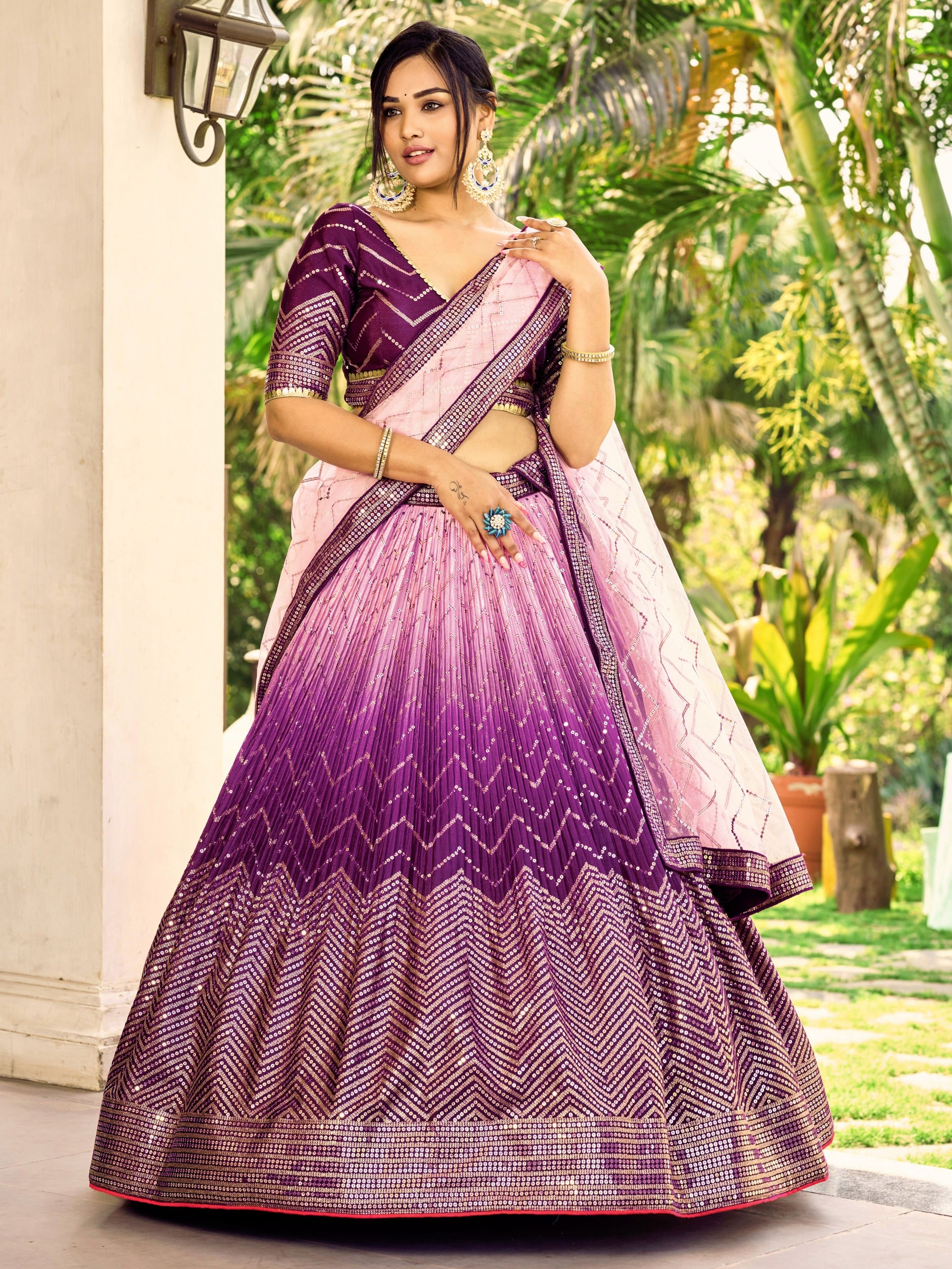 GRAPE VIOLET SILK RECEPTION LEHENGA CHOLI