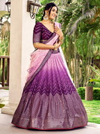 GRAPE VIOLET SILK RECEPTION LEHENGA CHOLI