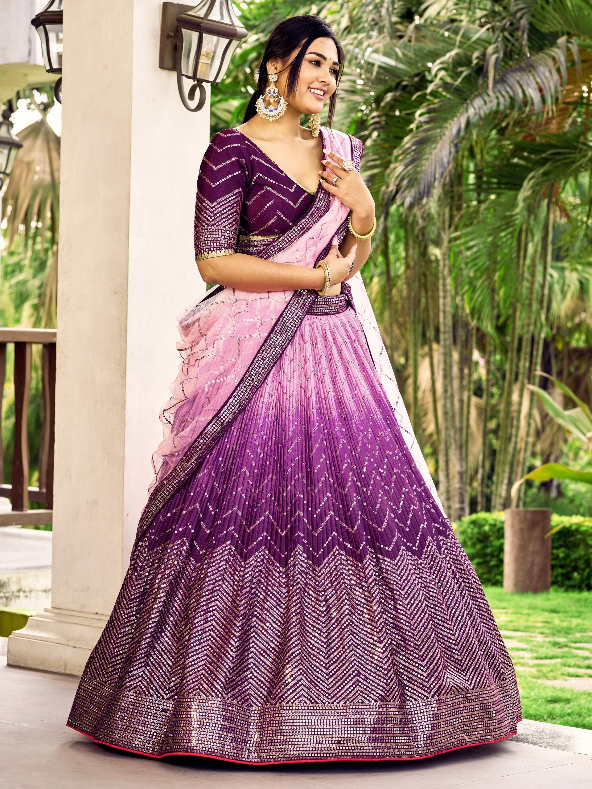 GRAPE VIOLET SILK RECEPTION LEHENGA CHOLI