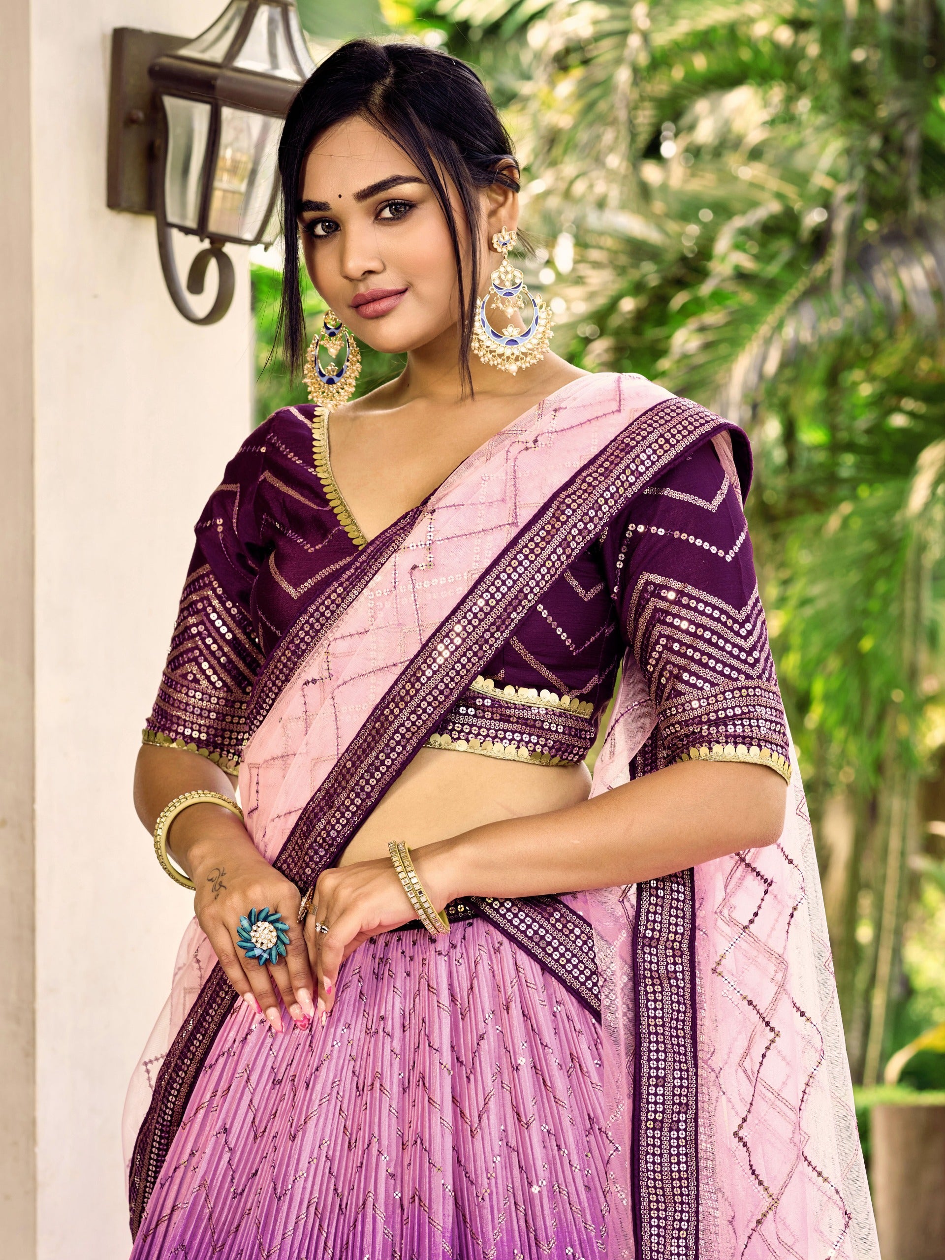 GRAPE VIOLET SILK RECEPTION LEHENGA CHOLI