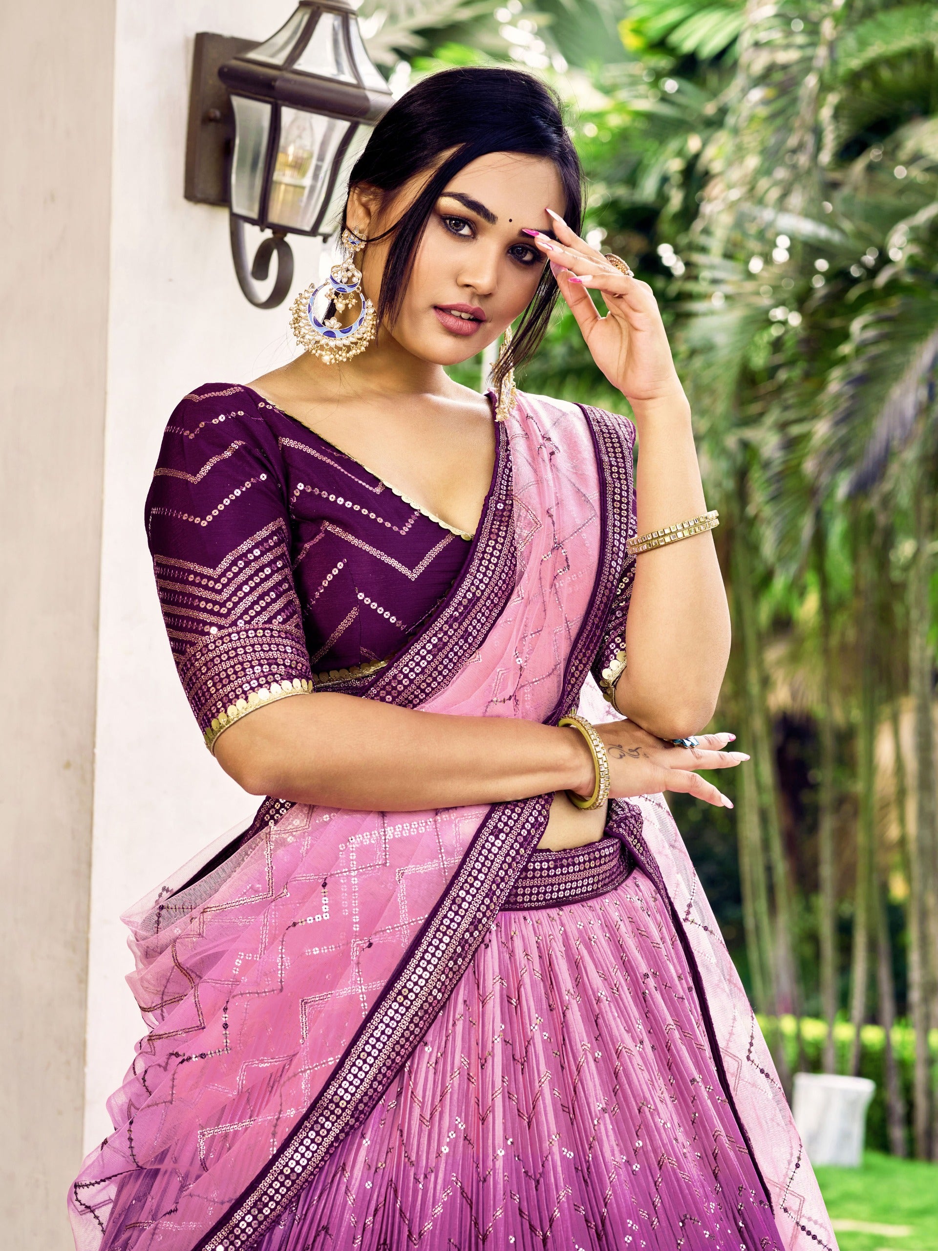 GRAPE VIOLET SILK RECEPTION LEHENGA CHOLI