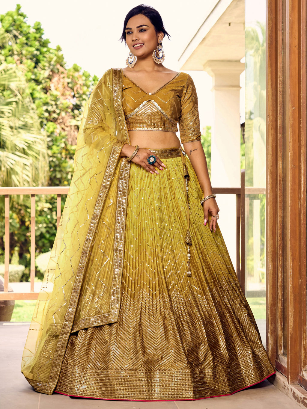MUSTARD YELLOW SILK LEHENGA CHOLI