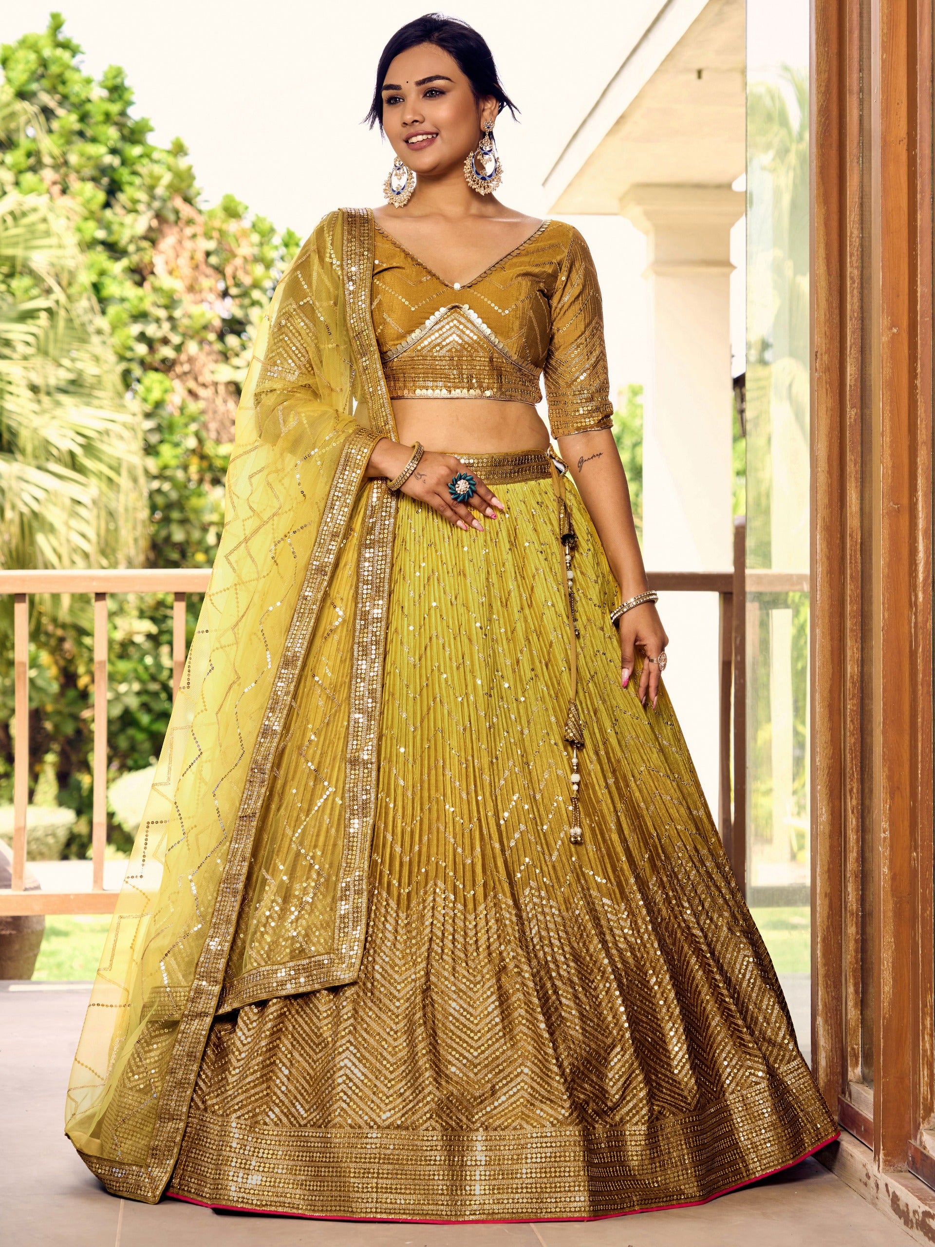 MUSTARD YELLOW SILK LEHENGA CHOLI