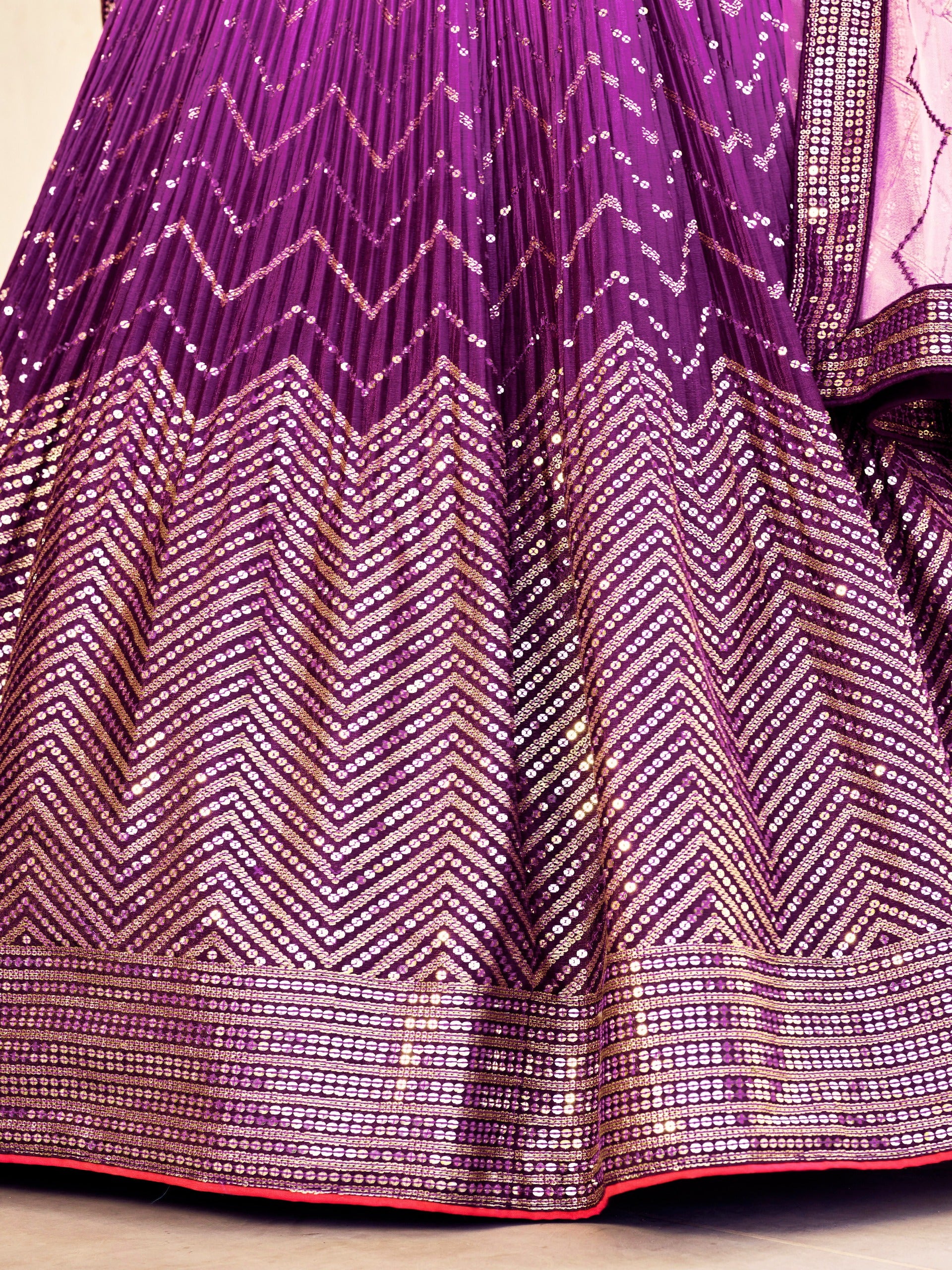 GRAPE VIOLET SILK RECEPTION LEHENGA CHOLI