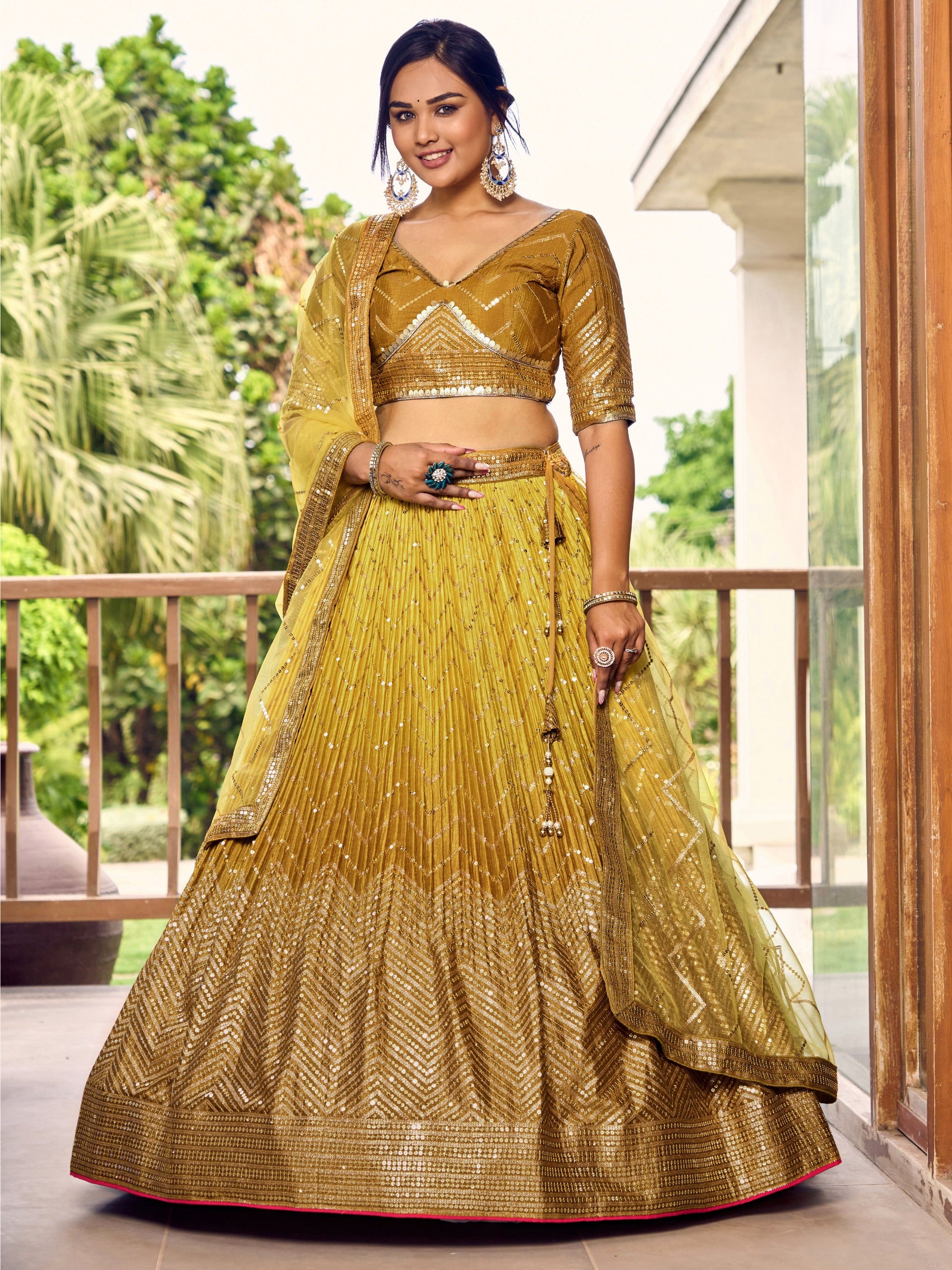 MUSTARD YELLOW SILK LEHENGA CHOLI