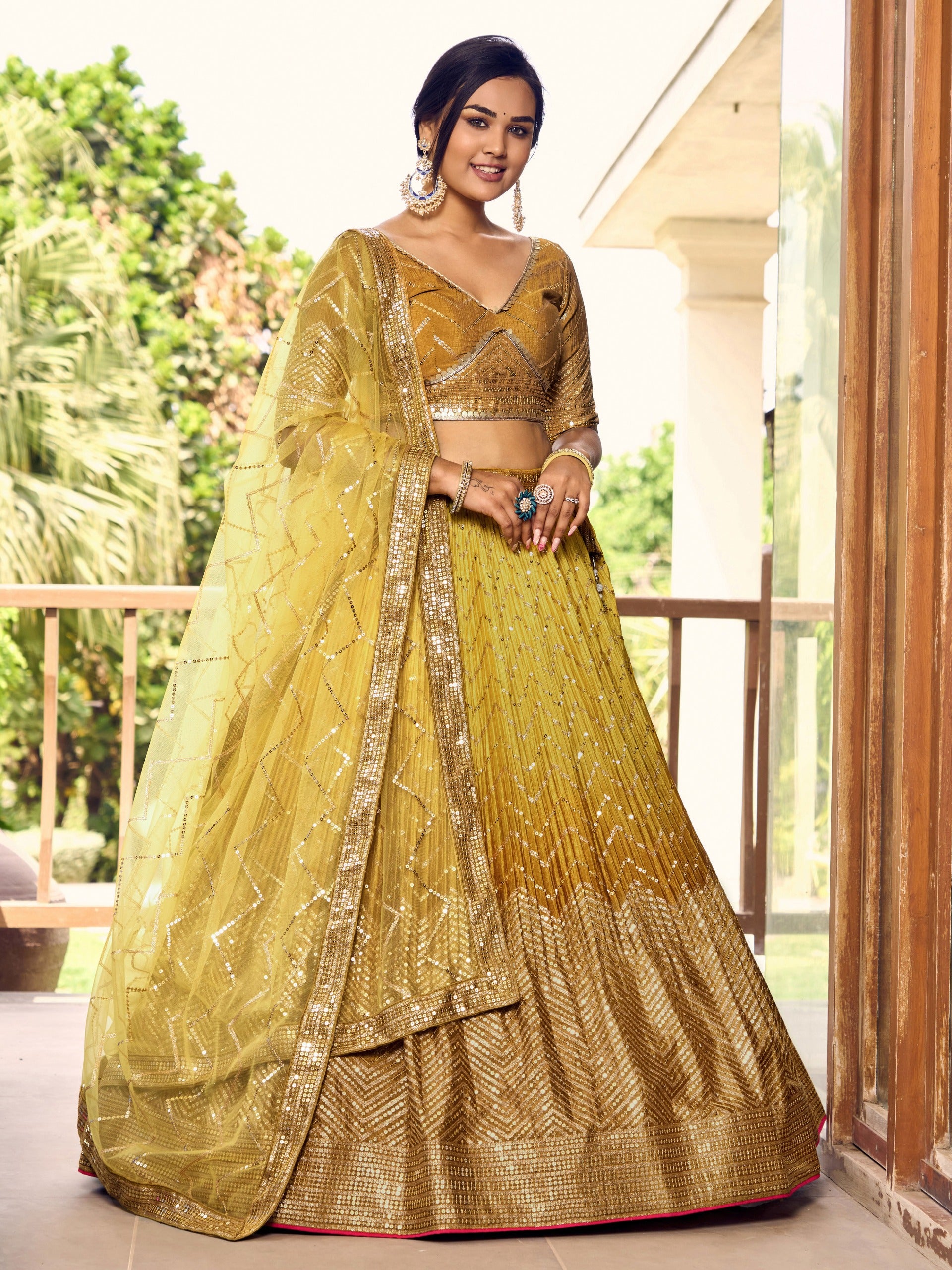 MUSTARD YELLOW SILK LEHENGA CHOLI