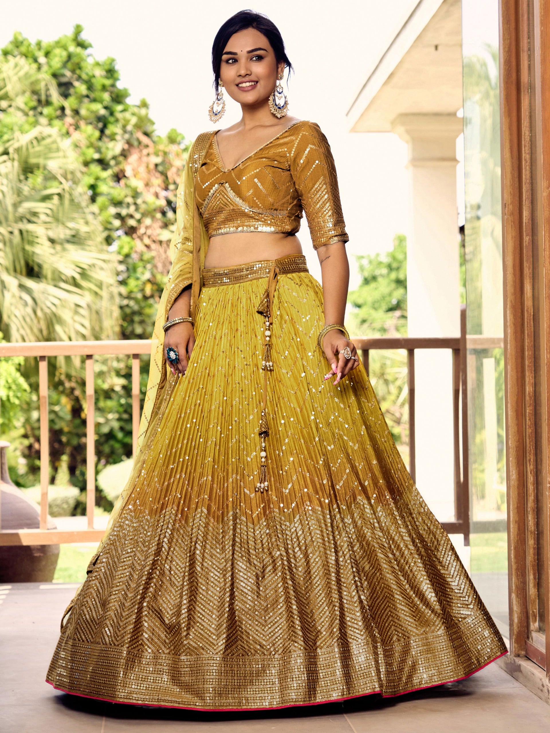 MUSTARD YELLOW SILK LEHENGA CHOLI