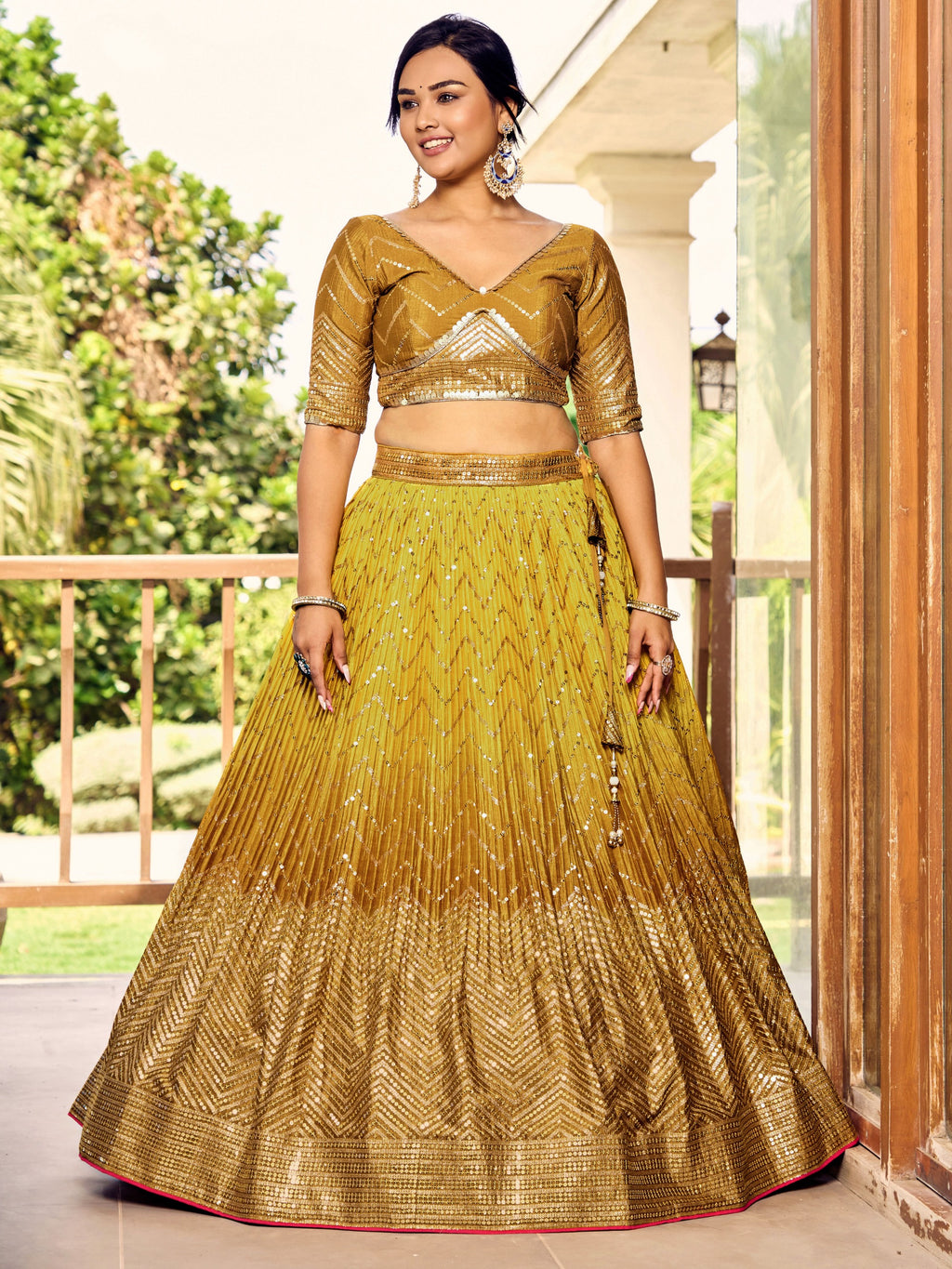 MUSTARD YELLOW SILK LEHENGA CHOLI
