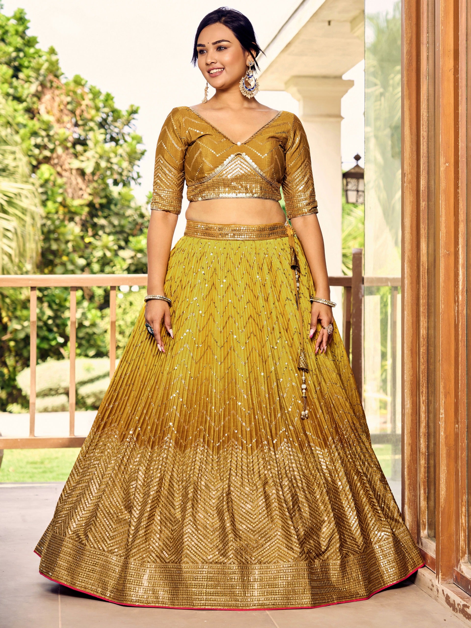MUSTARD YELLOW SILK LEHENGA CHOLI
