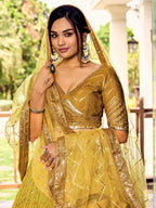 MUSTARD YELLOW SILK LEHENGA CHOLI