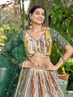 GREEN MEHENDI SILK LEHENGA CHOLI
