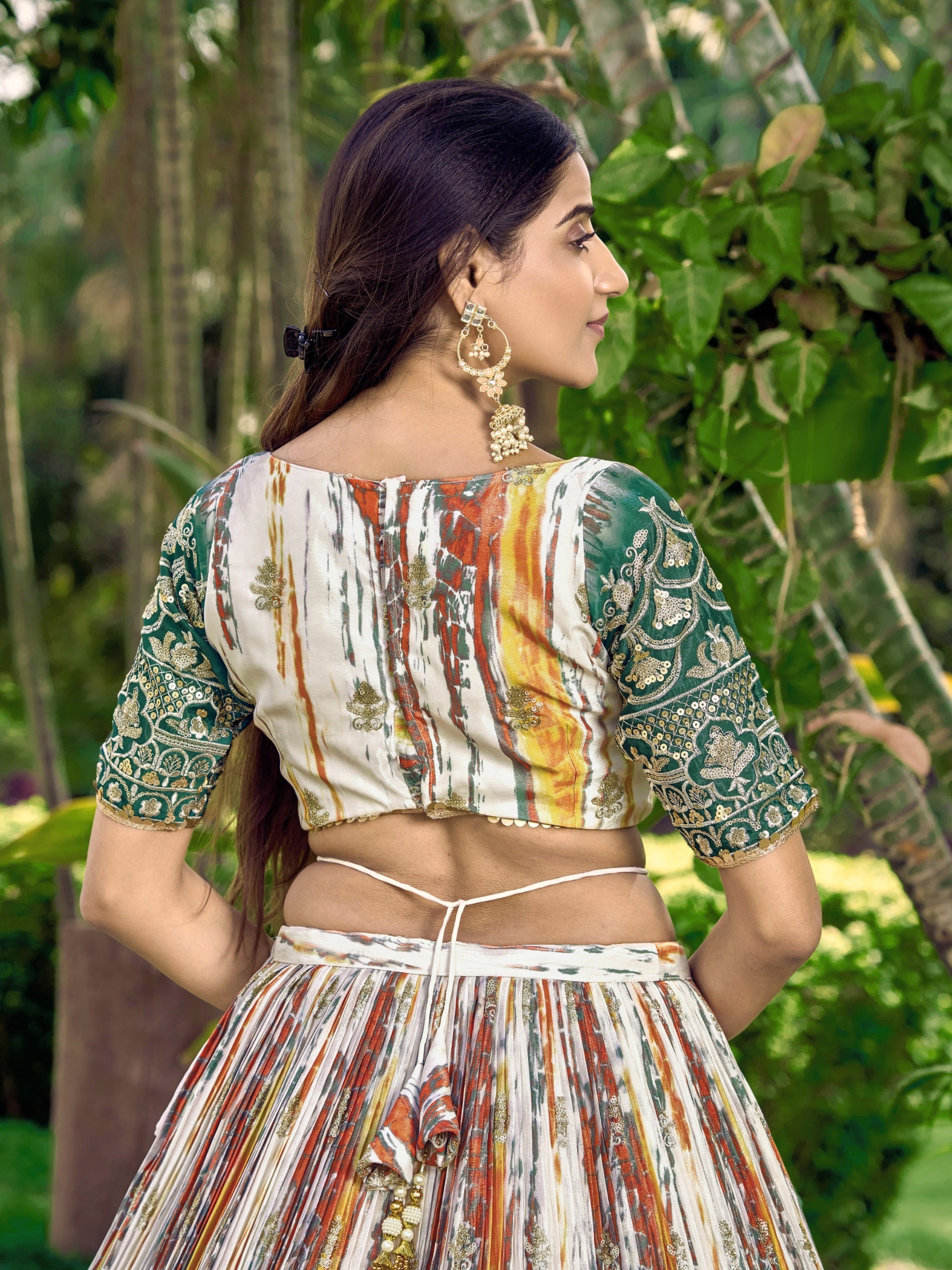 GREEN MEHENDI SILK LEHENGA CHOLI