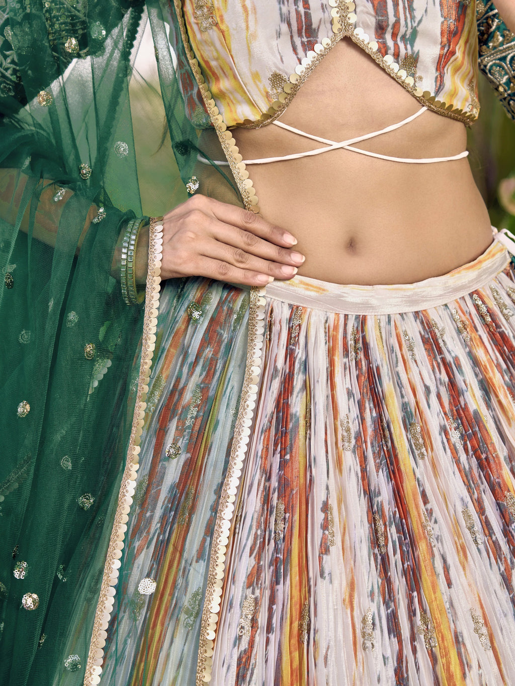 GREEN MEHENDI SILK LEHENGA CHOLI