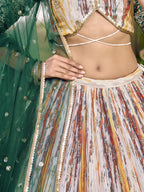 GREEN MEHENDI SILK LEHENGA CHOLI
