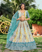 RAMA BLUE SILK RECEPTION LEHENGA CHOLI