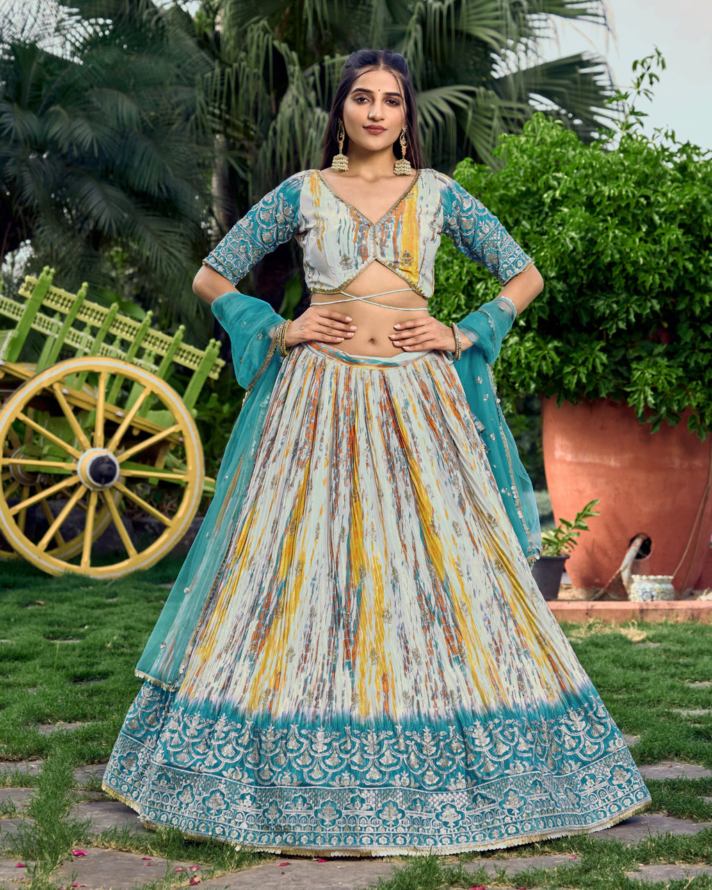 RAMA BLUE SILK RECEPTION LEHENGA CHOLI