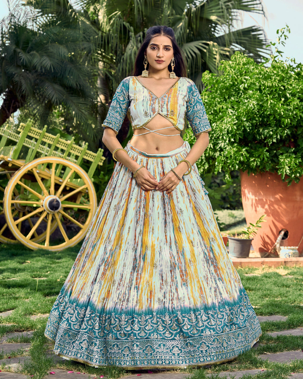 RAMA BLUE SILK RECEPTION LEHENGA CHOLI