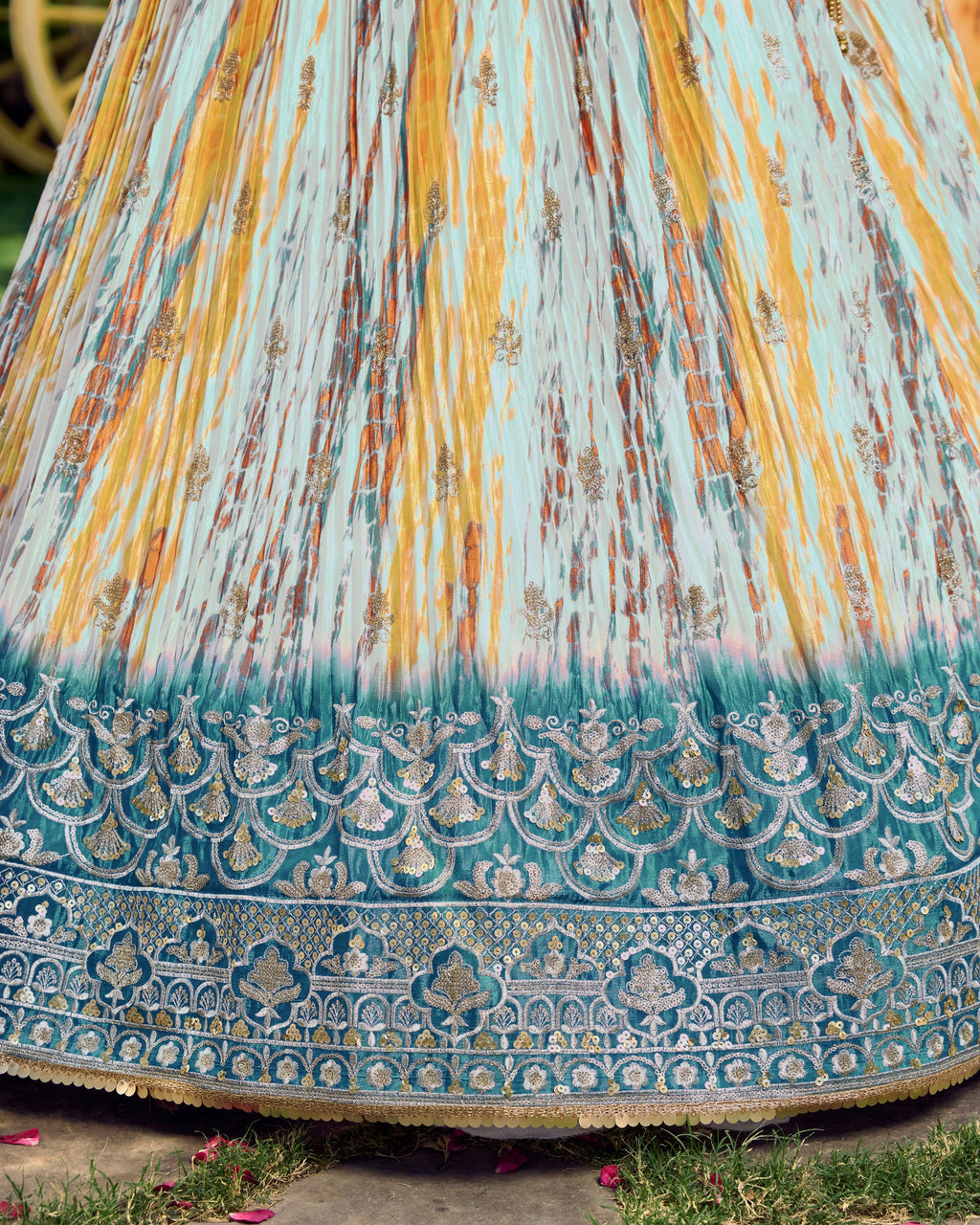RAMA BLUE SILK RECEPTION LEHENGA CHOLI
