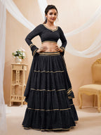 INK BLACK LEHERIYA GEORGETTE LEHENGA CHOLI