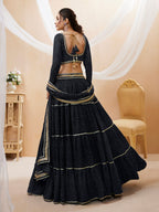 INK BLACK LEHERIYA GEORGETTE LEHENGA CHOLI