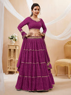 PURPLE LEHERIYA GEORGETTE LEHENGA CHOLI