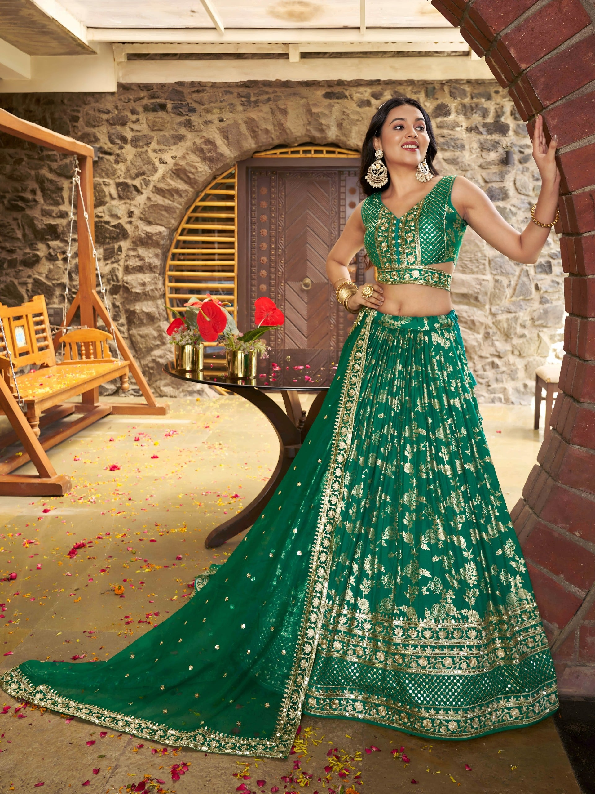 ROYAL GREEN LEHENGA CHOLI
