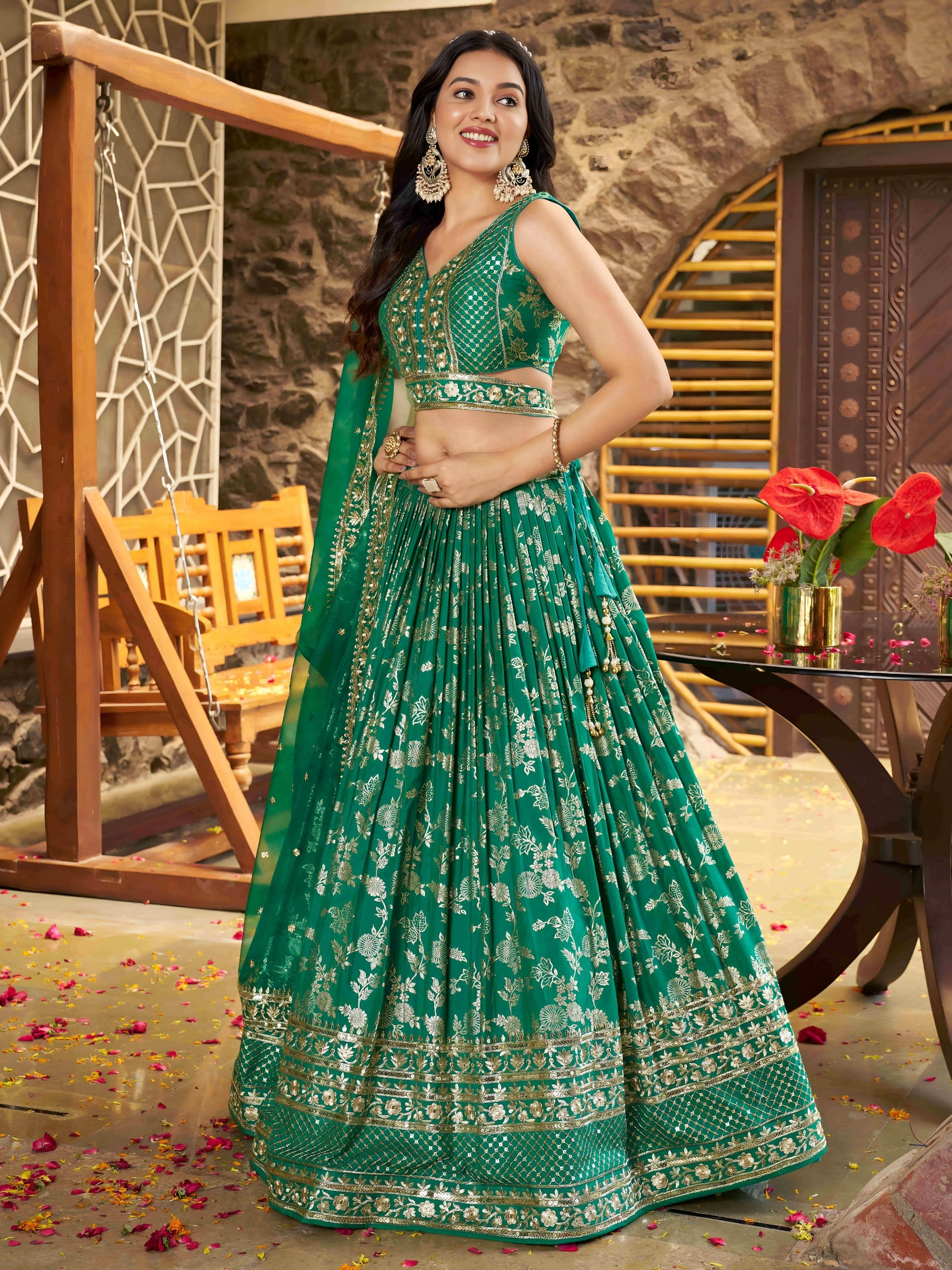 ROYAL GREEN LEHENGA CHOLI