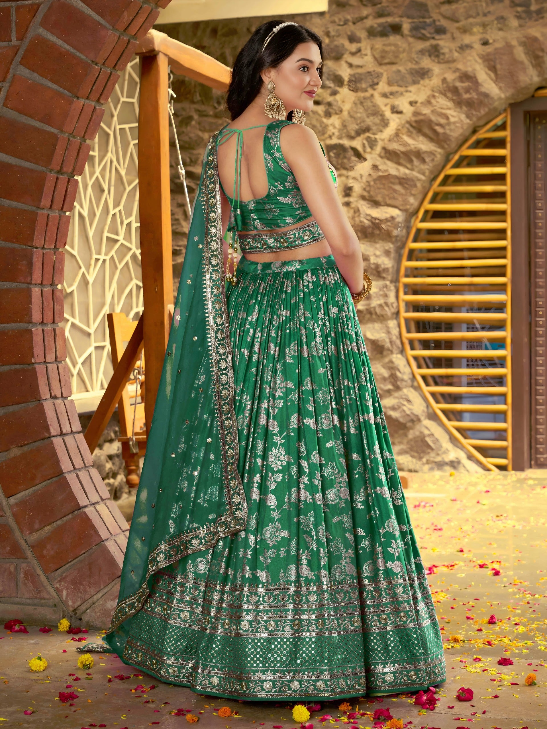 ROYAL GREEN LEHENGA CHOLI