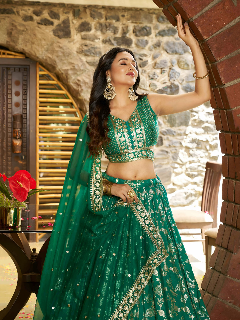ROYAL GREEN LEHENGA CHOLI