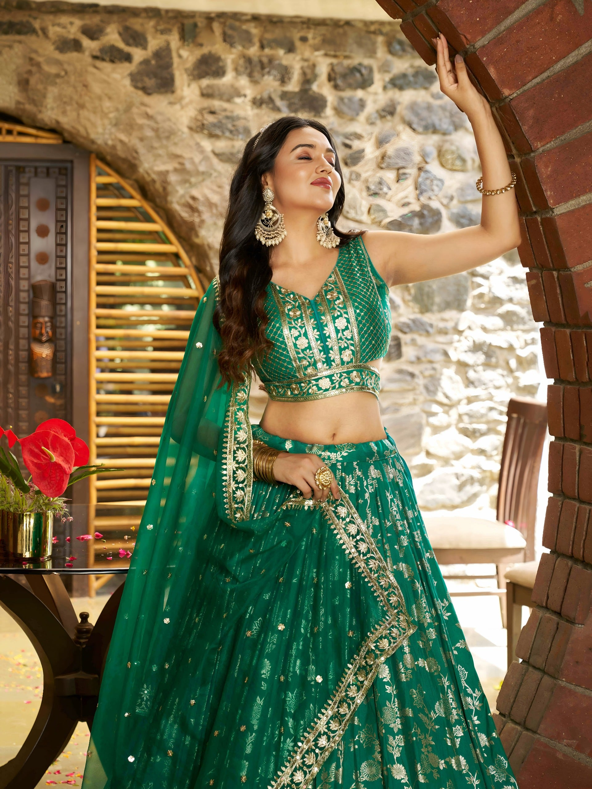 ROYAL GREEN LEHENGA CHOLI