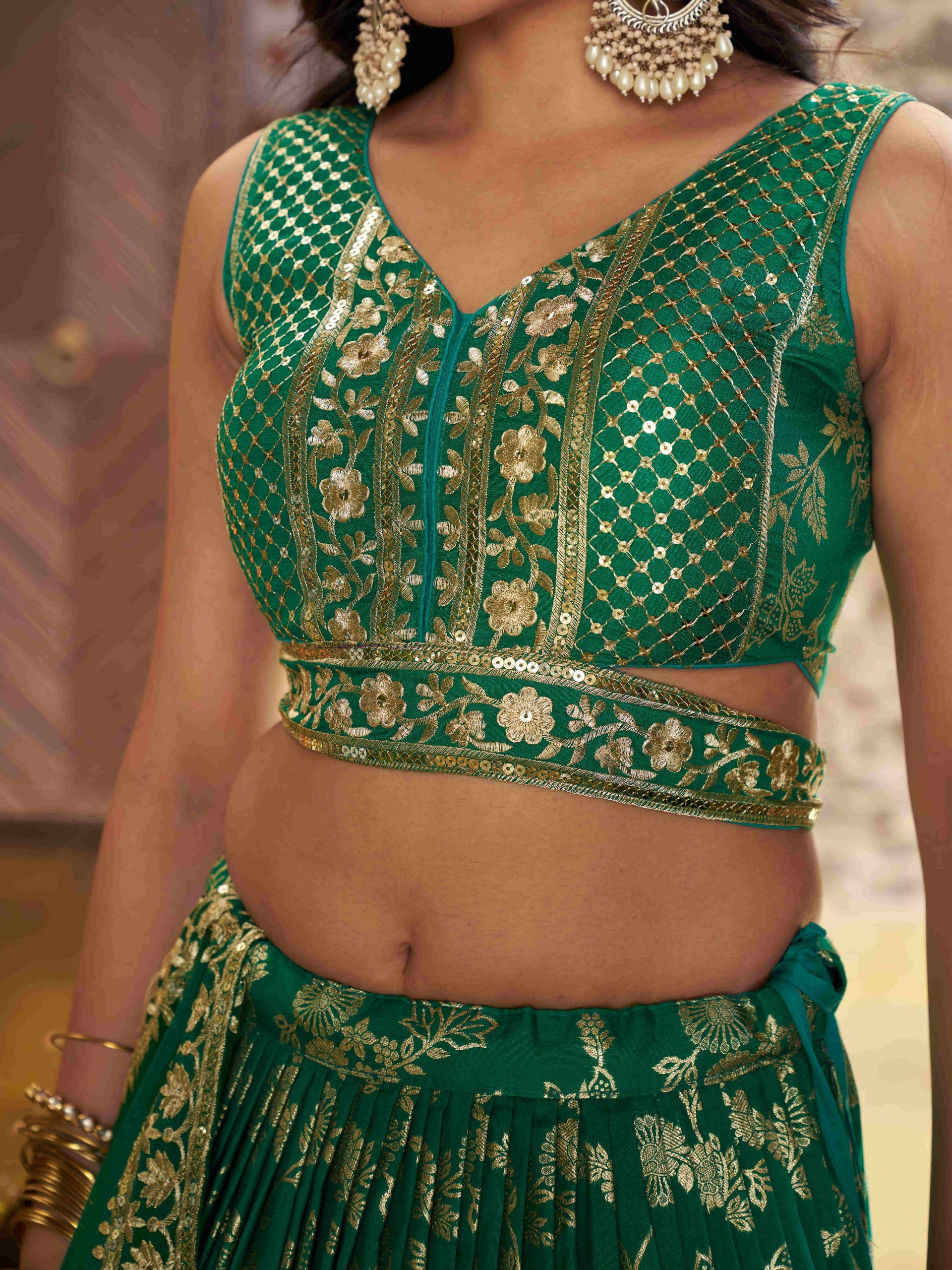 ROYAL GREEN LEHENGA CHOLI