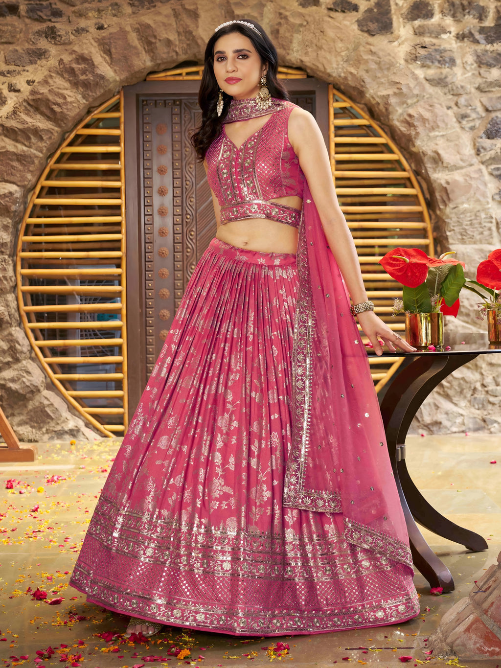 PEACH PINK LEHENGA CHOLI
