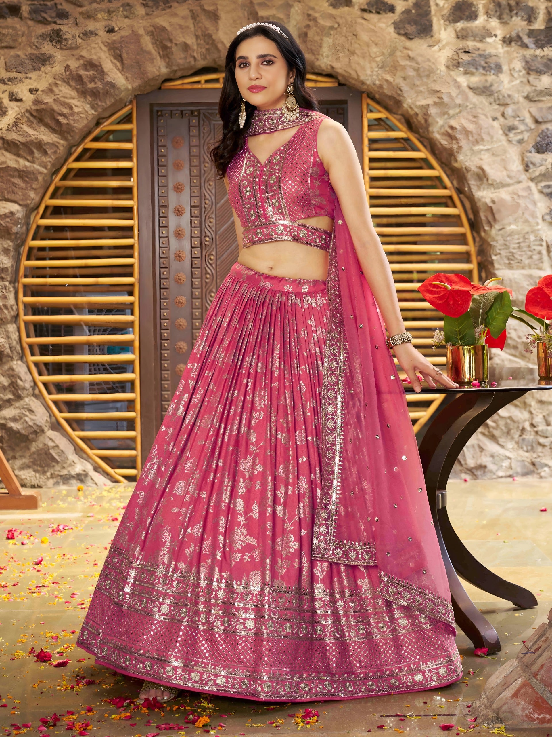 PEACH PINK LEHENGA CHOLI