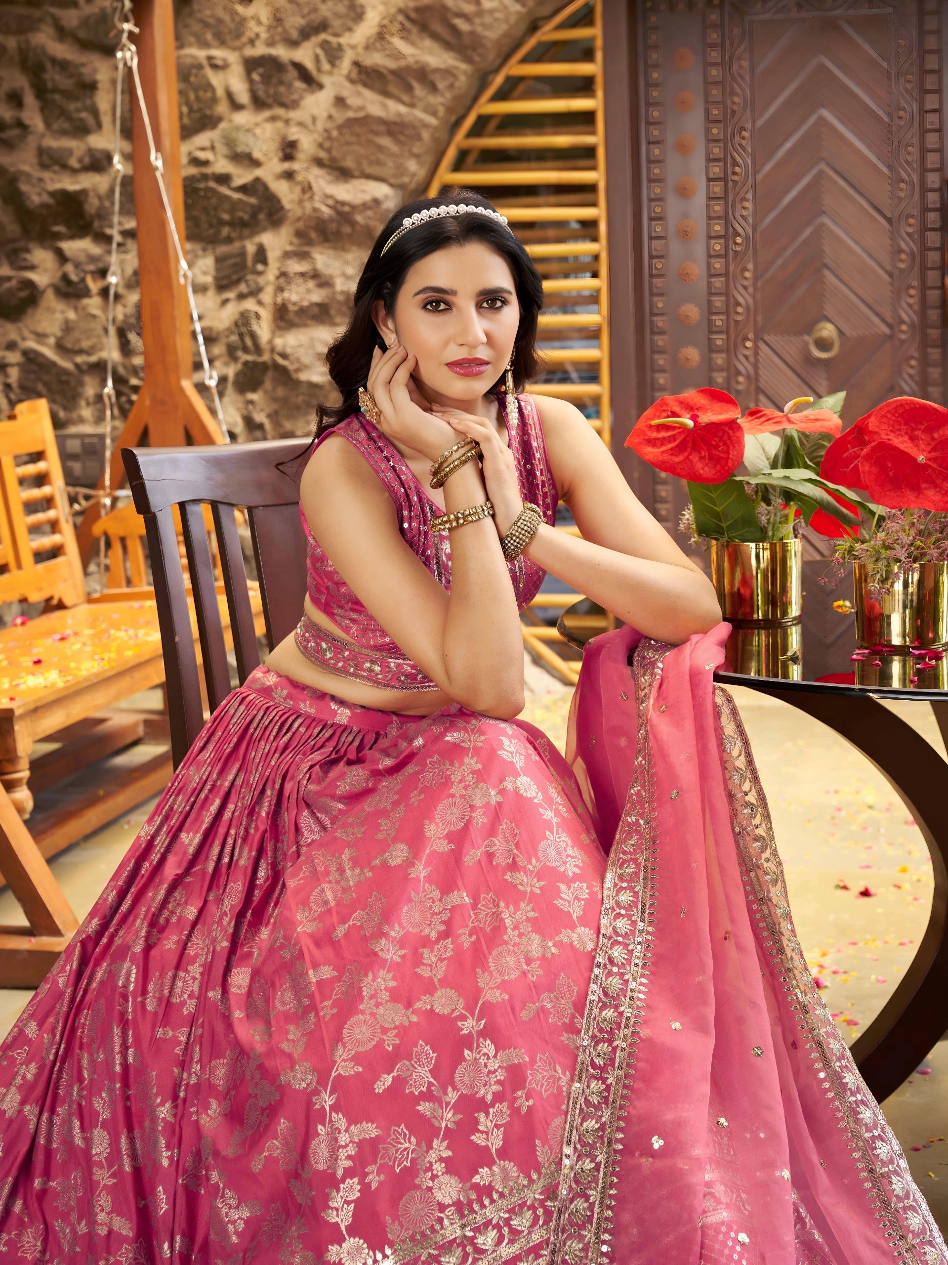 PEACH PINK LEHENGA CHOLI