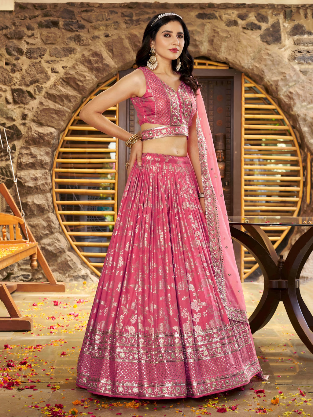 PEACH PINK LEHENGA CHOLI