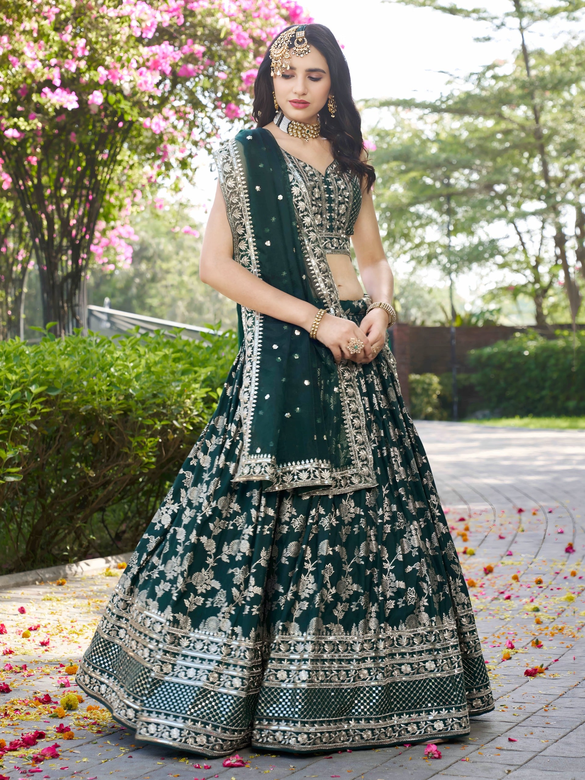 ROYAL GREEN LEHENGA CHOLI