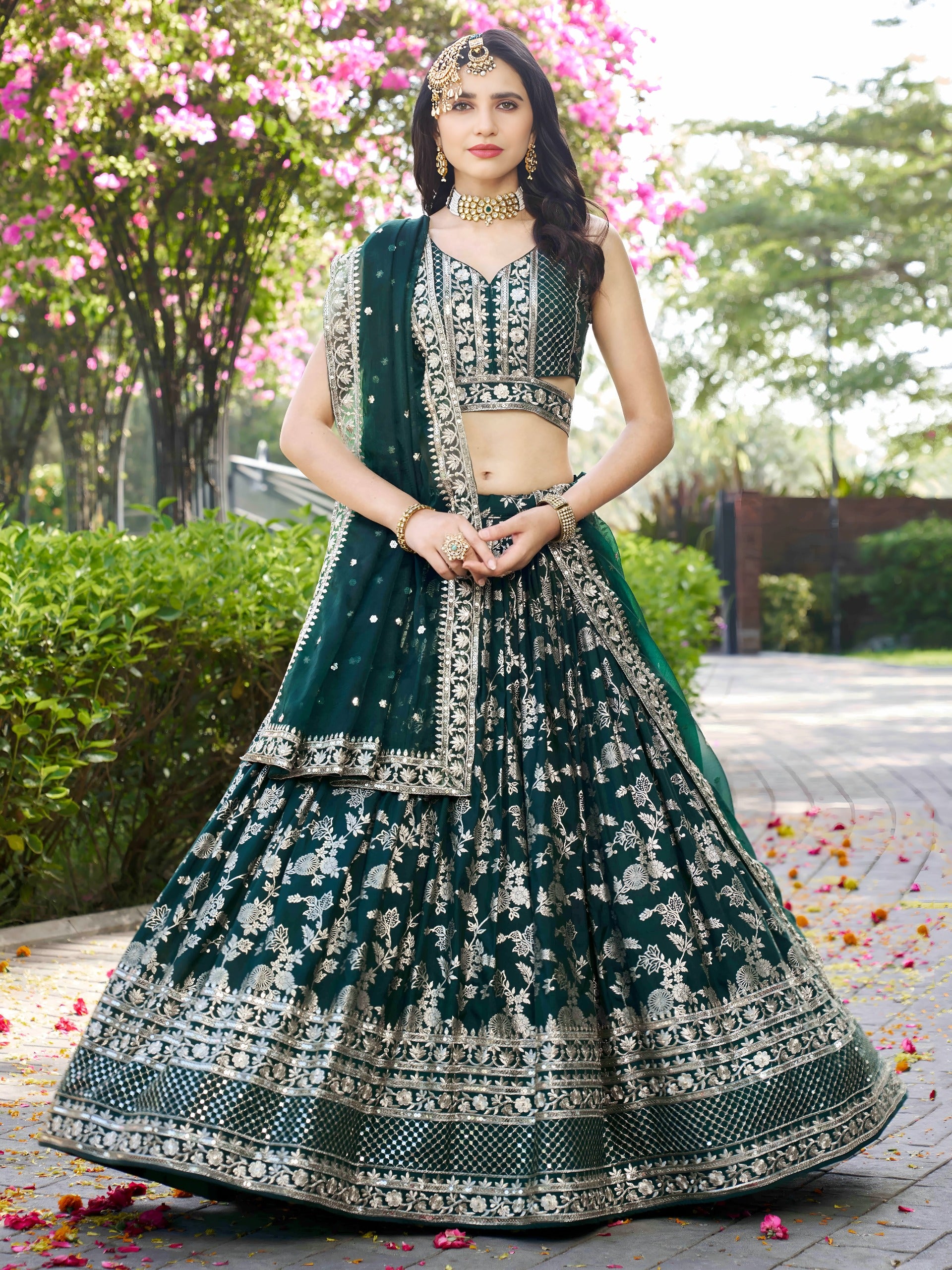 ROYAL GREEN LEHENGA CHOLI