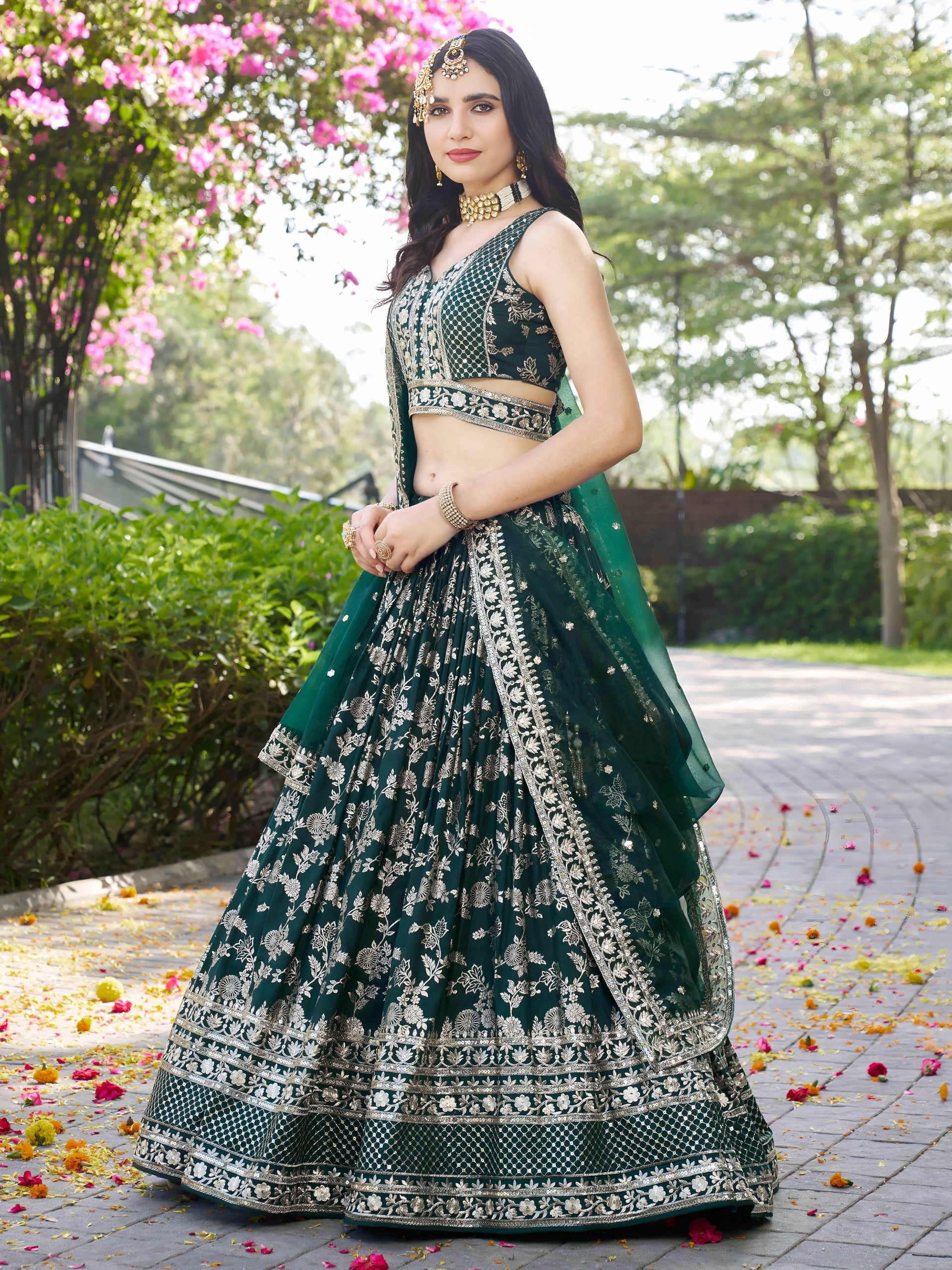 ROYAL GREEN LEHENGA CHOLI