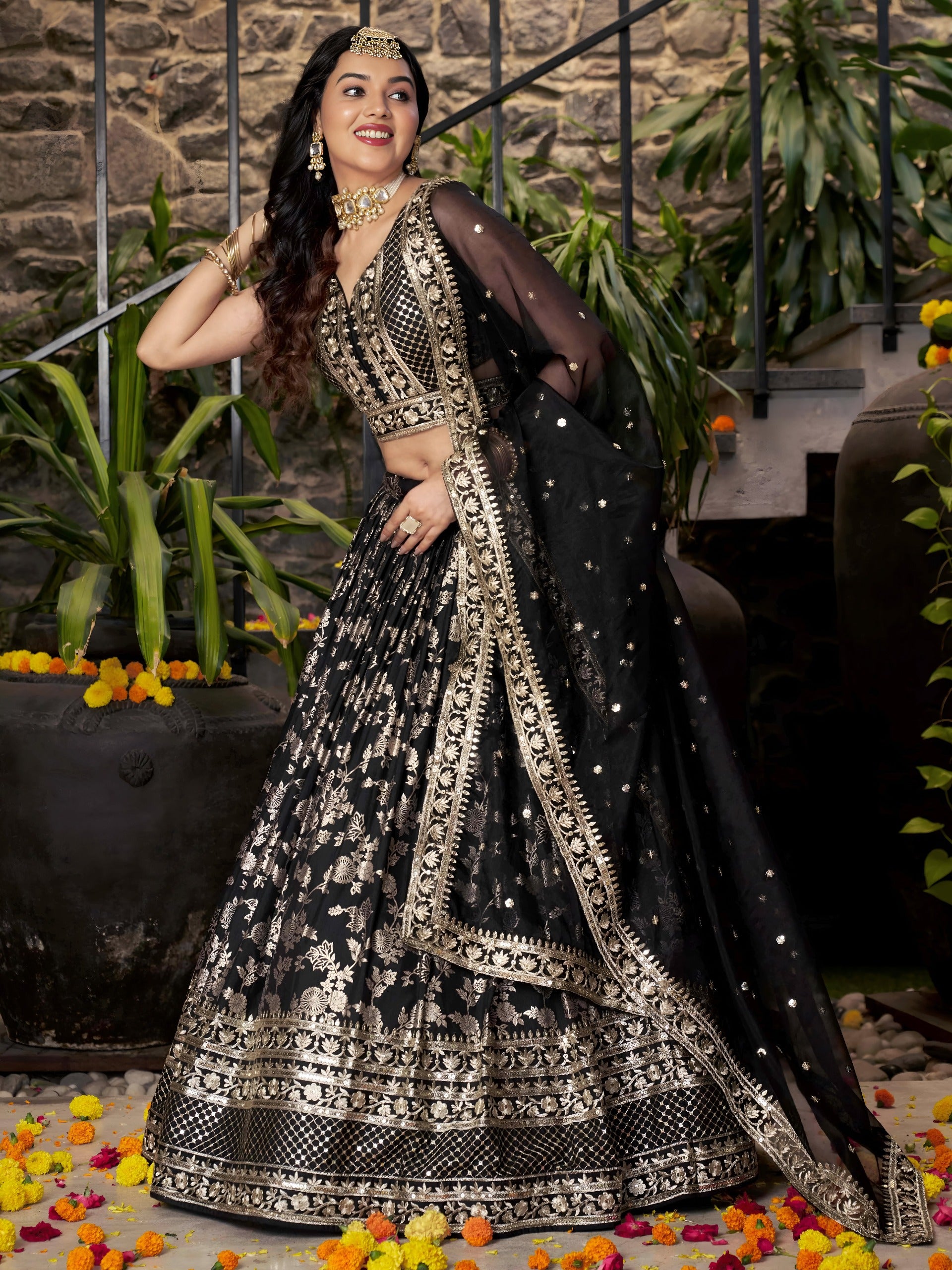 CHARCOAL BLACK LEHENGA CHOLI