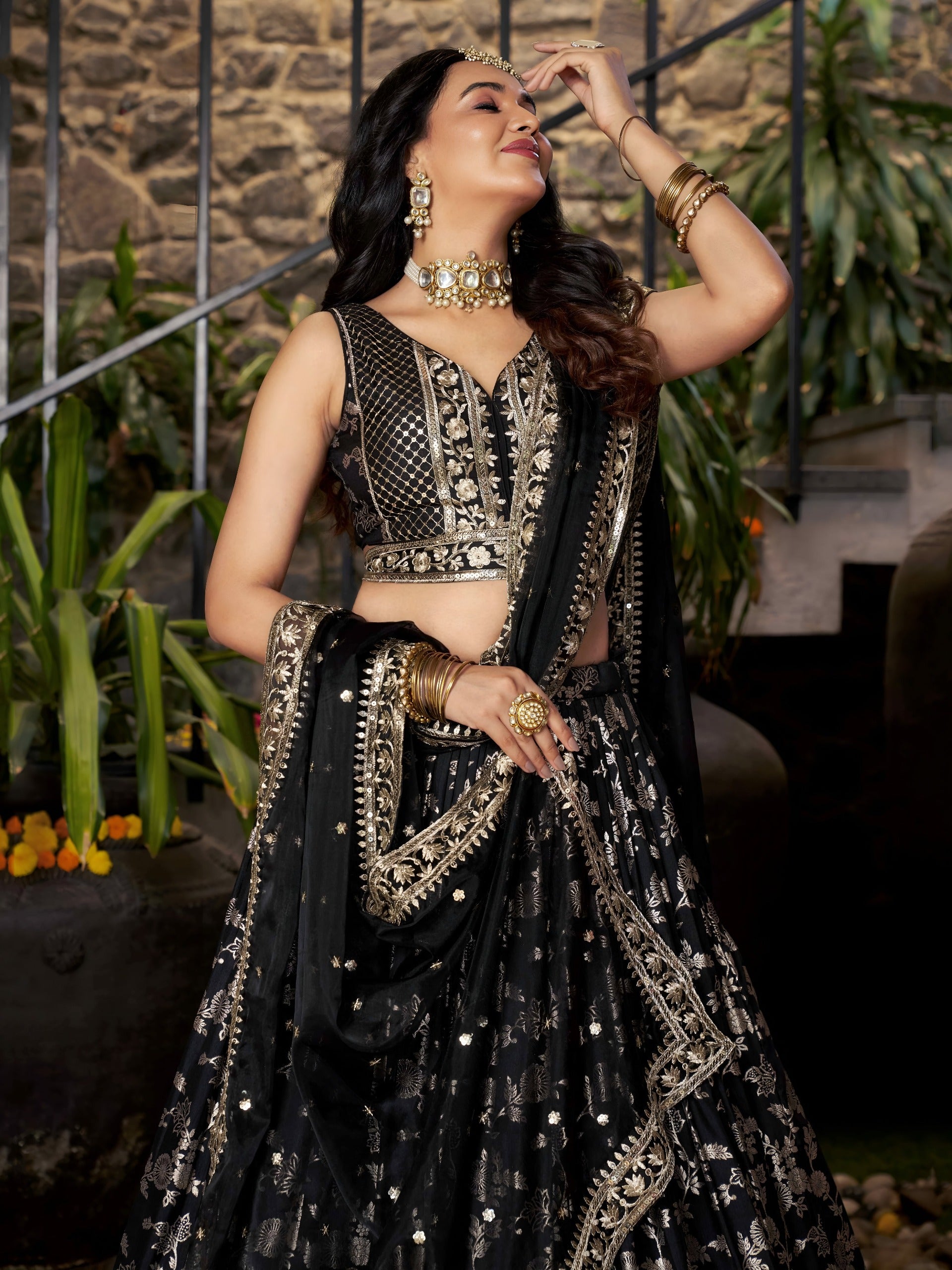 CHARCOAL BLACK LEHENGA CHOLI