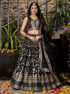 CHARCOAL BLACK LEHENGA CHOLI