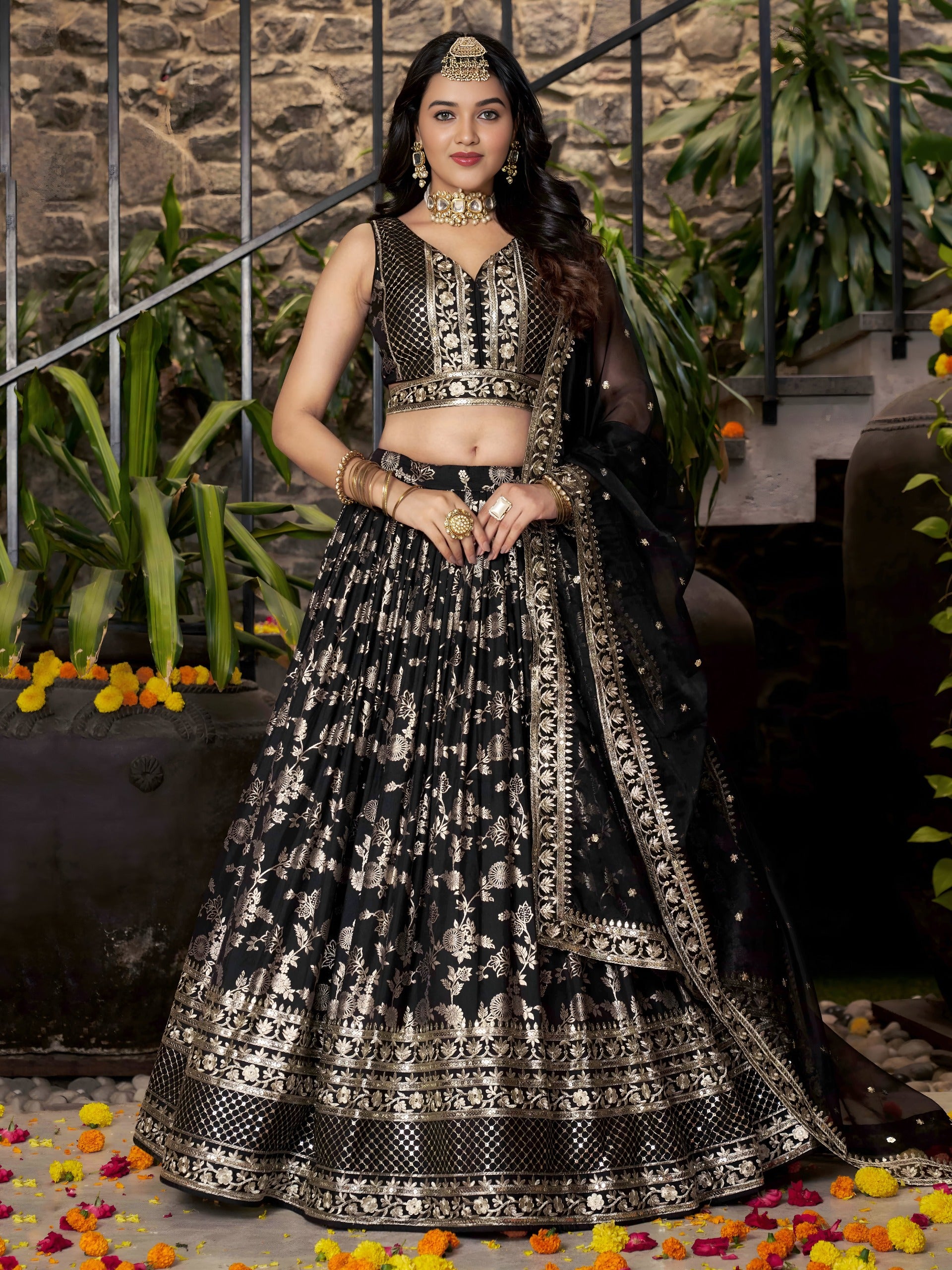 CHARCOAL BLACK LEHENGA CHOLI