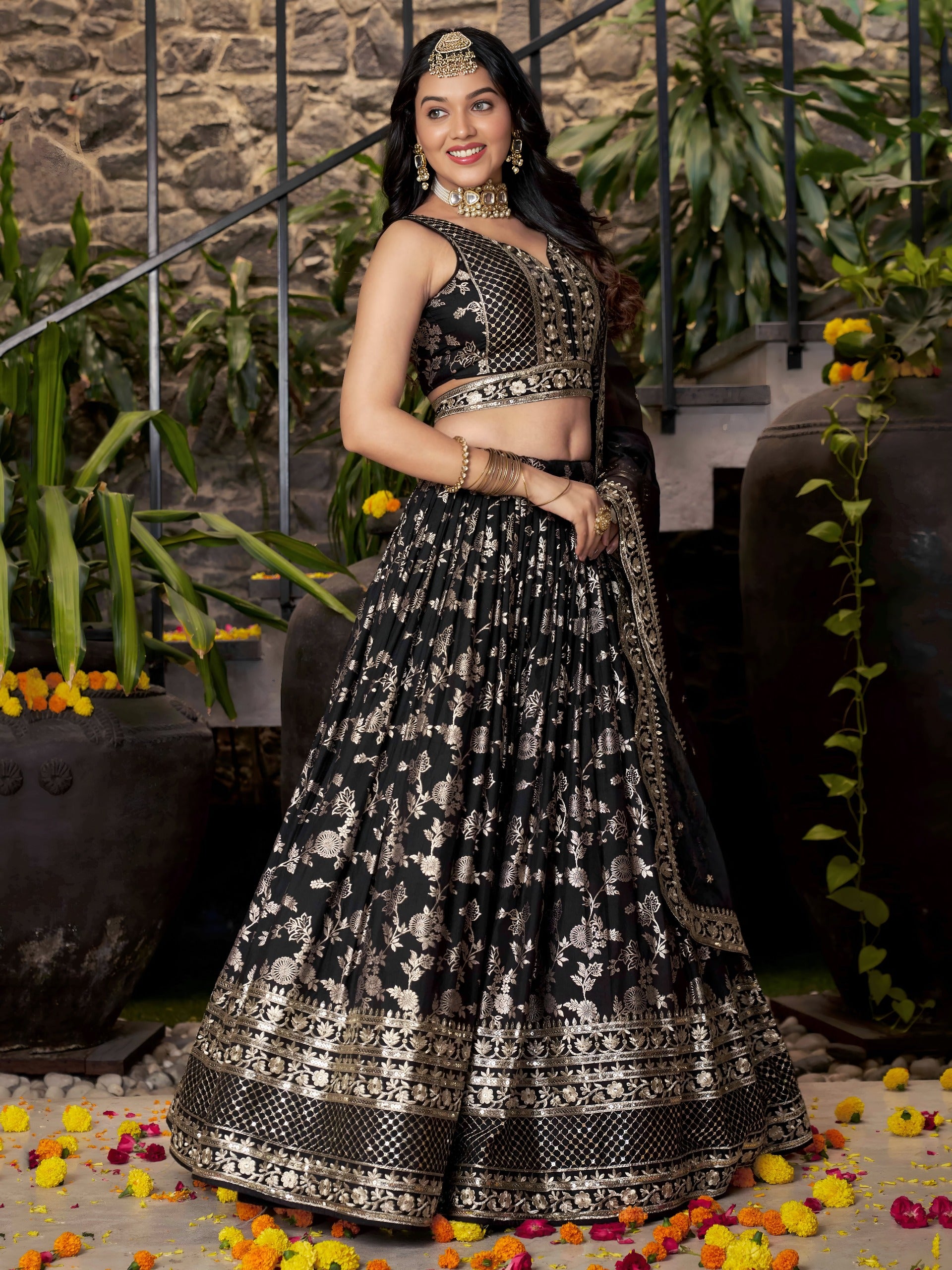 CHARCOAL BLACK LEHENGA CHOLI
