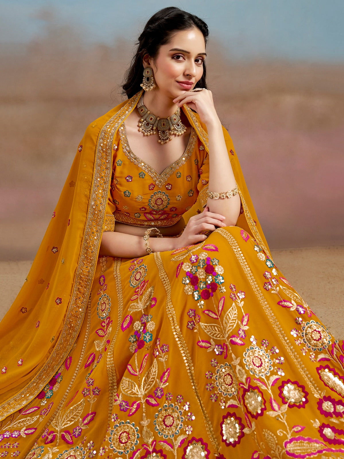 MUSTARD YELLOW LEHENGA CHOLI