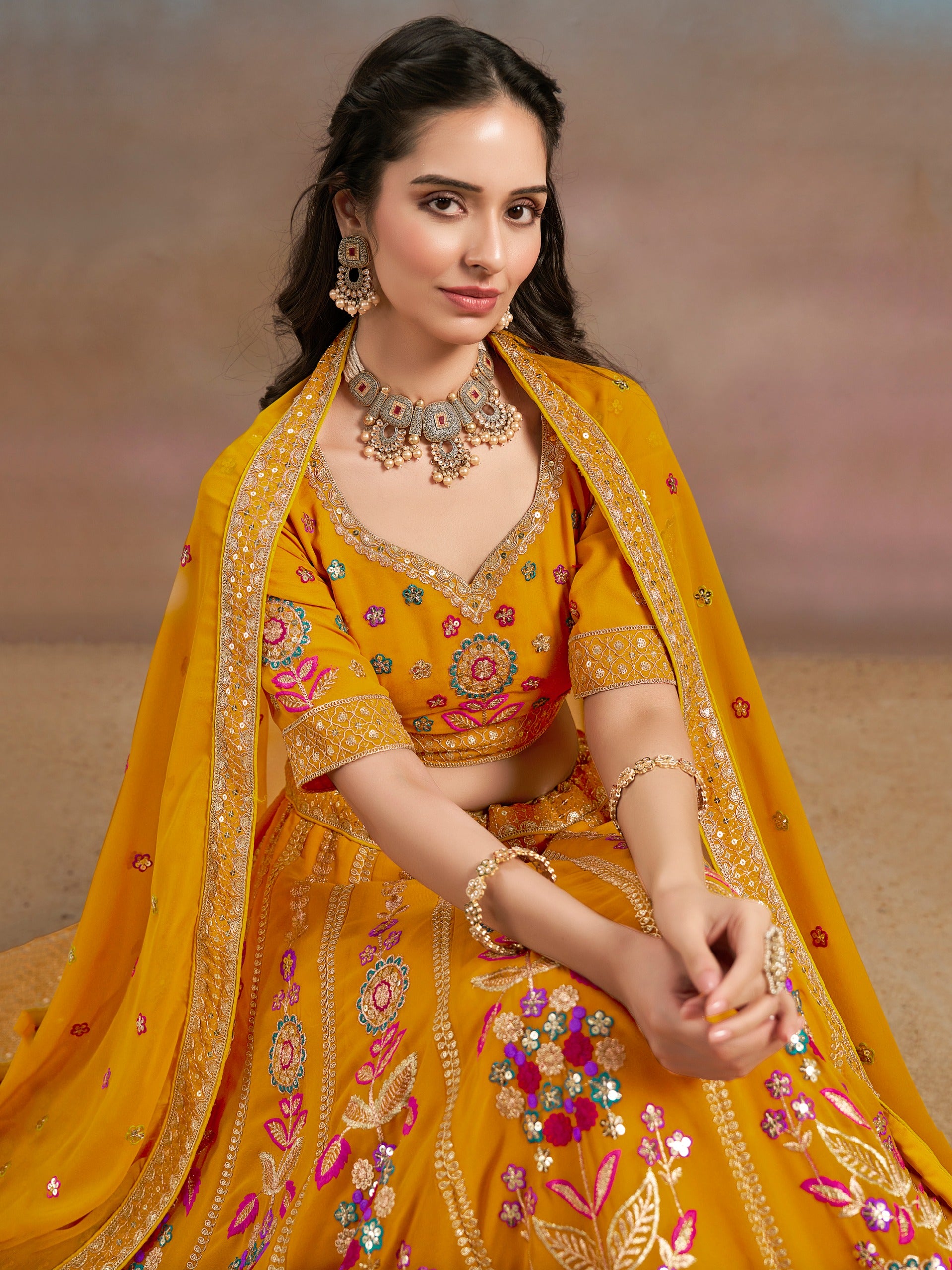 MUSTARD YELLOW LEHENGA CHOLI