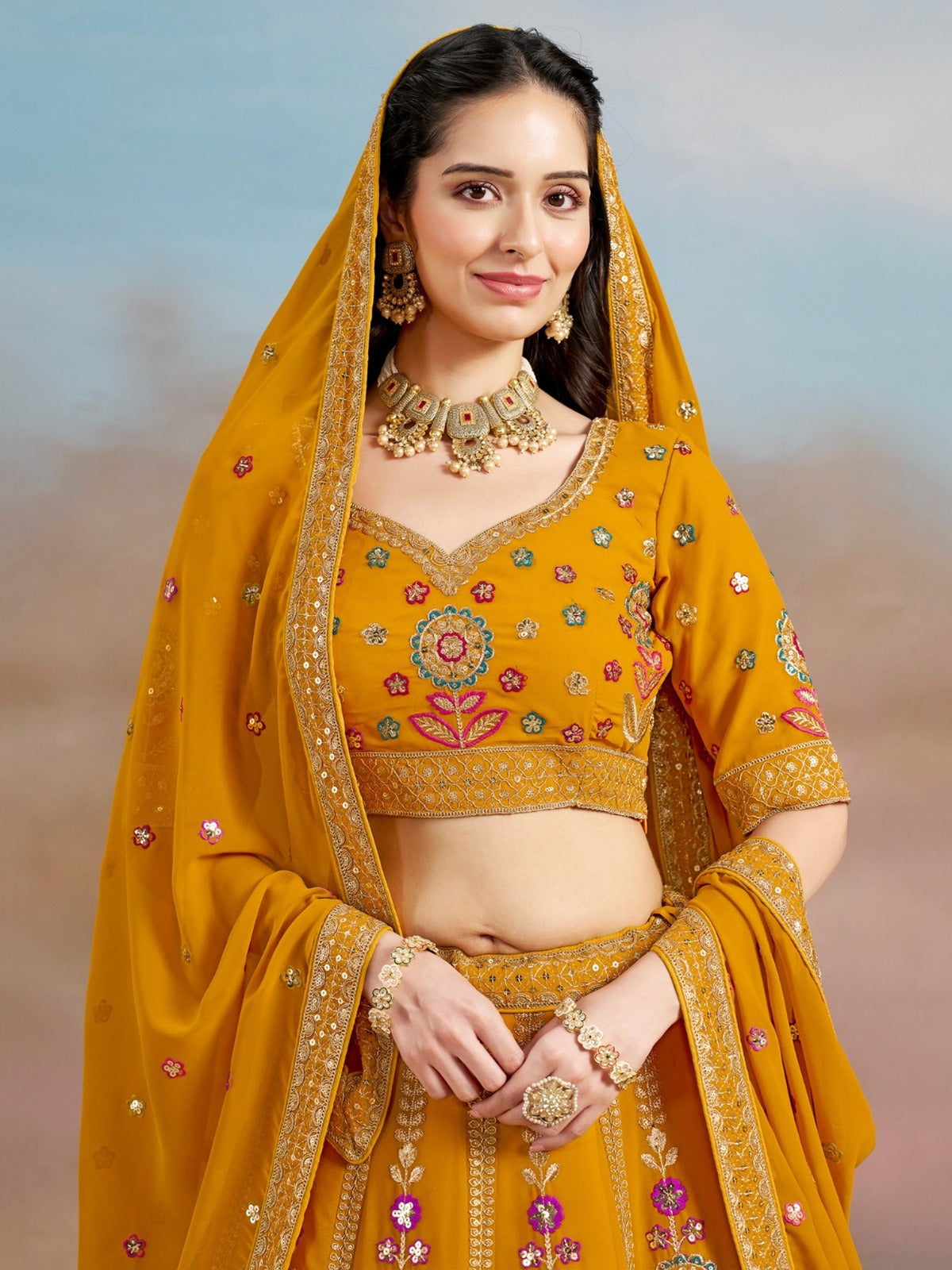 MUSTARD YELLOW LEHENGA CHOLI
