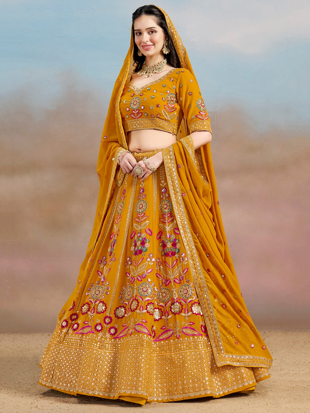 MUSTARD YELLOW LEHENGA CHOLI
