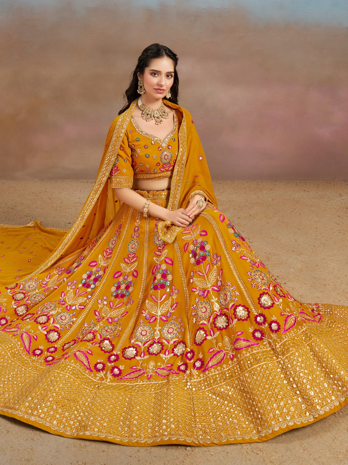 MUSTARD YELLOW LEHENGA CHOLI